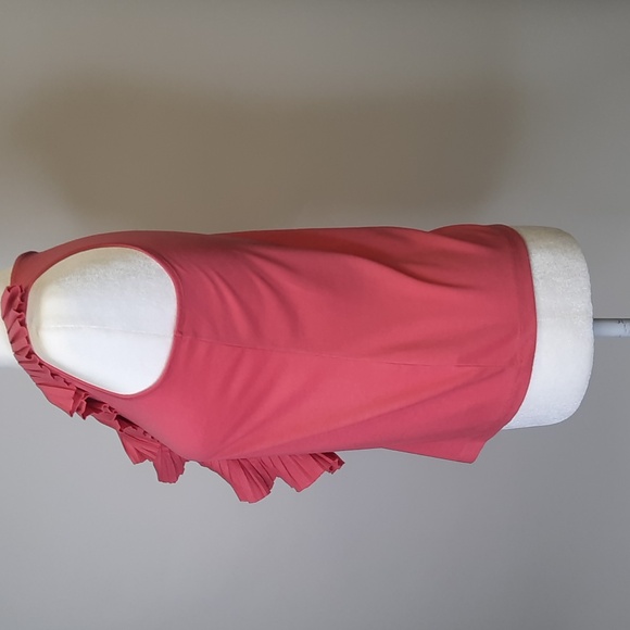 Talbots Carnation Pink Sleeveless V-neck with Ruffled Neckline, Size Petite S - Picture 4 of 6